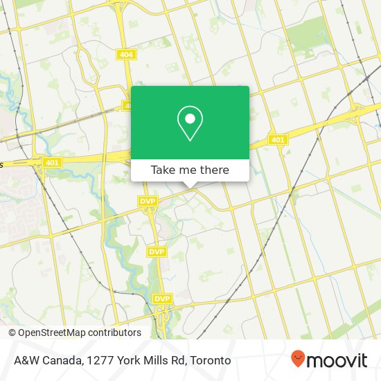 A&W Canada, 1277 York Mills Rd map