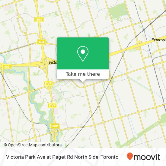 Victoria Park Ave at Paget Rd North Side map