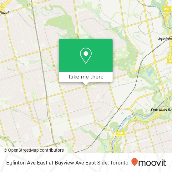 Eglinton Ave East at Bayview Ave East Side map