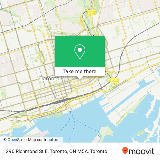 296 Richmond St E, Toronto, ON M5A map