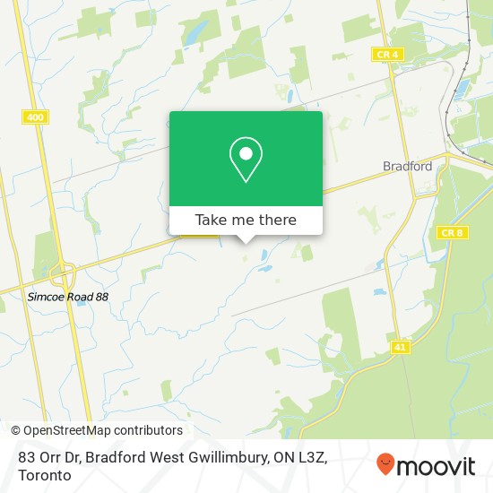 83 Orr Dr, Bradford West Gwillimbury, ON L3Z map