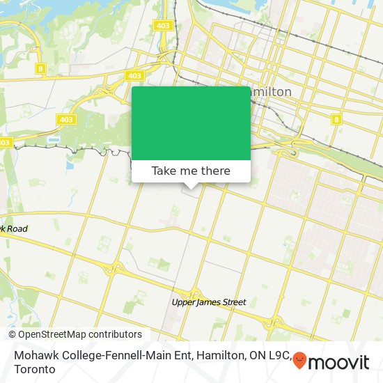 Mohawk College-Fennell-Main Ent, Hamilton, ON L9C map