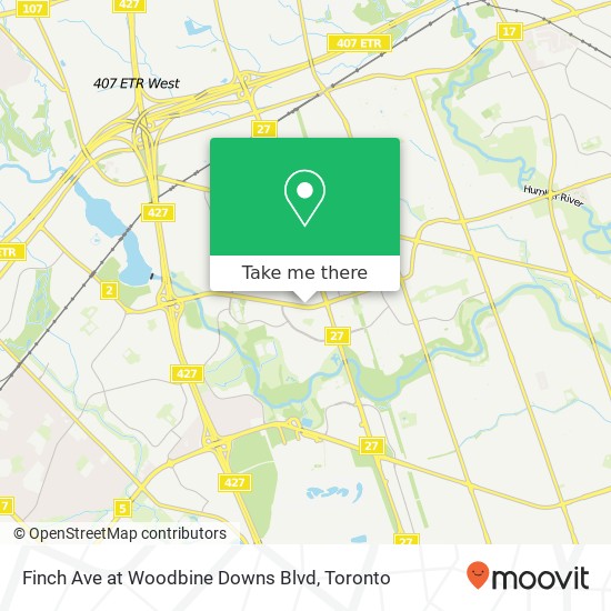 Finch Ave at Woodbine Downs Blvd map