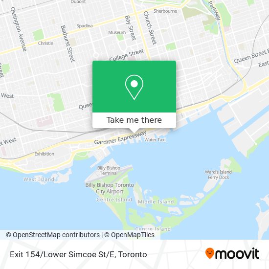 Exit 154/Lower Simcoe St/E map