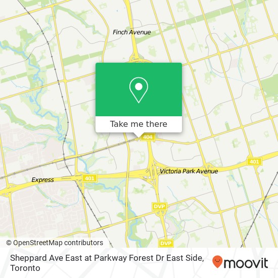 Sheppard Ave East at Parkway Forest Dr East Side map
