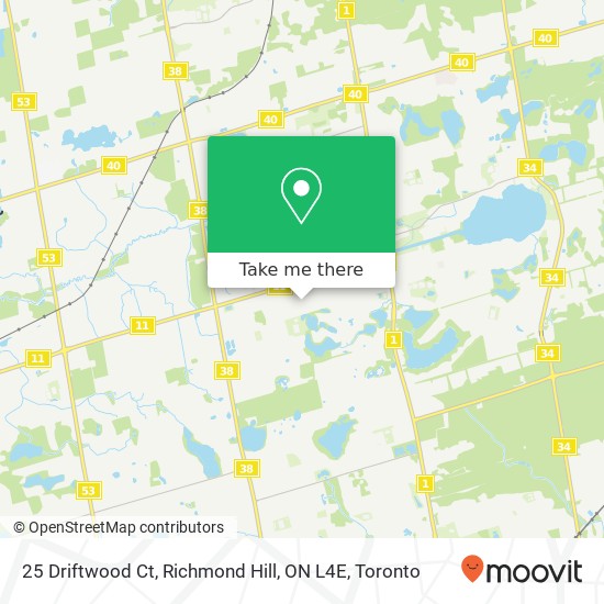 25 Driftwood Ct, Richmond Hill, ON L4E map