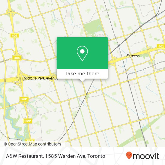 A&W Restaurant, 1585 Warden Ave map
