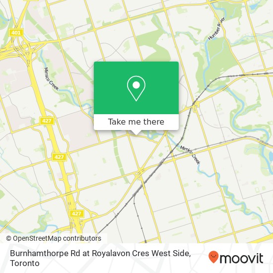 Burnhamthorpe Rd at Royalavon Cres West Side map