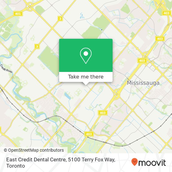 East Credit Dental Centre, 5100 Terry Fox Way map