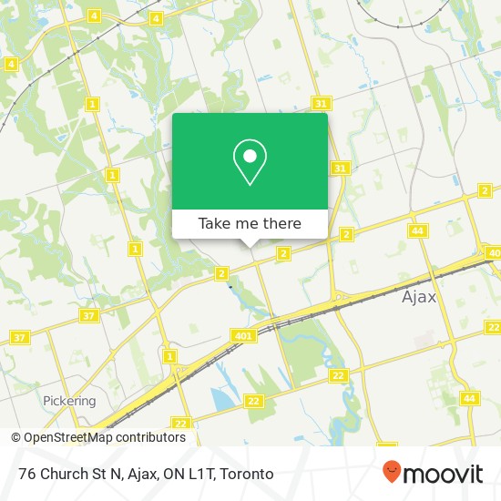 76 Church St N, Ajax, ON L1T map