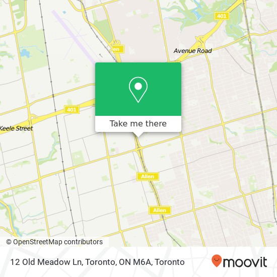 12 Old Meadow Ln, Toronto, ON M6A map