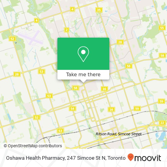 Oshawa Health Pharmacy, 247 Simcoe St N map