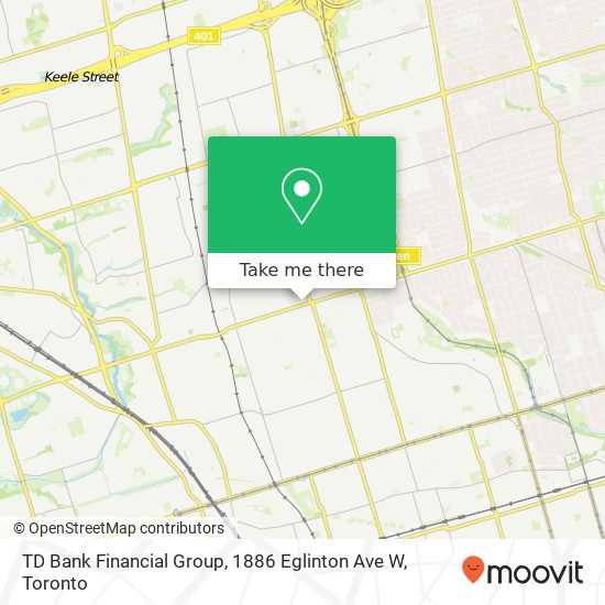 TD Bank Financial Group, 1886 Eglinton Ave W map