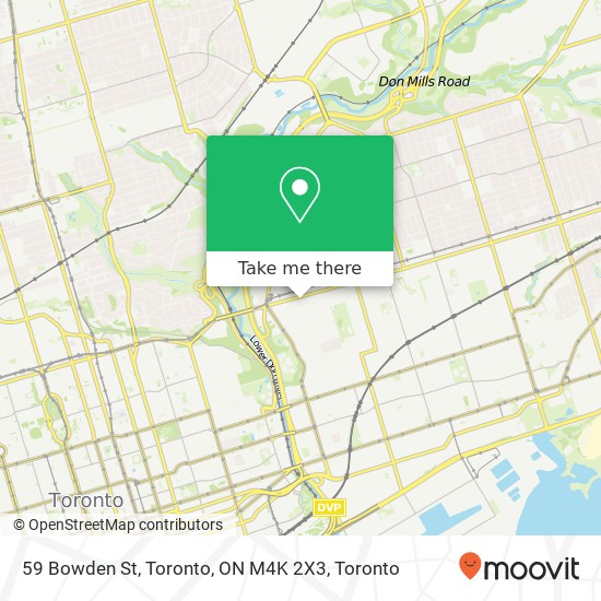 59 Bowden St, Toronto, ON M4K 2X3 map