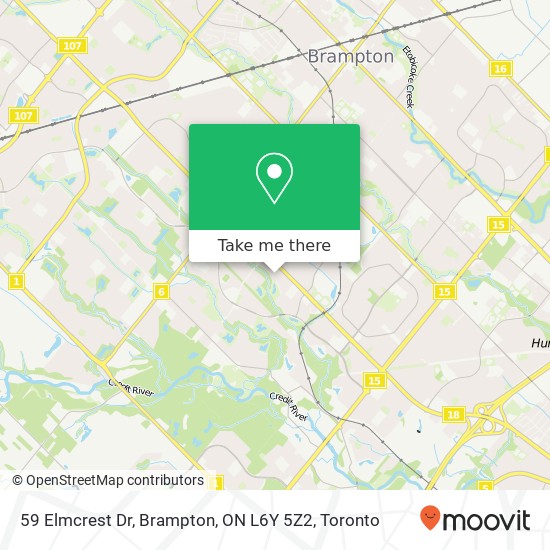 59 Elmcrest Dr, Brampton, ON L6Y 5Z2 map