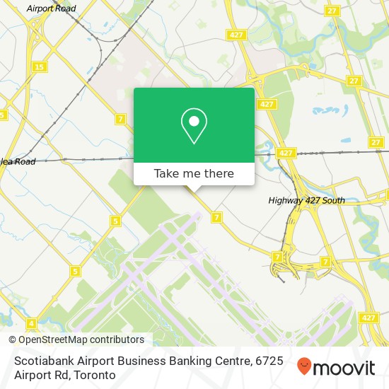 Scotiabank Airport Business Banking Centre, 6725 Airport Rd map