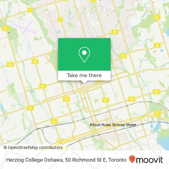 Herzing College Oshawa, 50 Richmond St E map