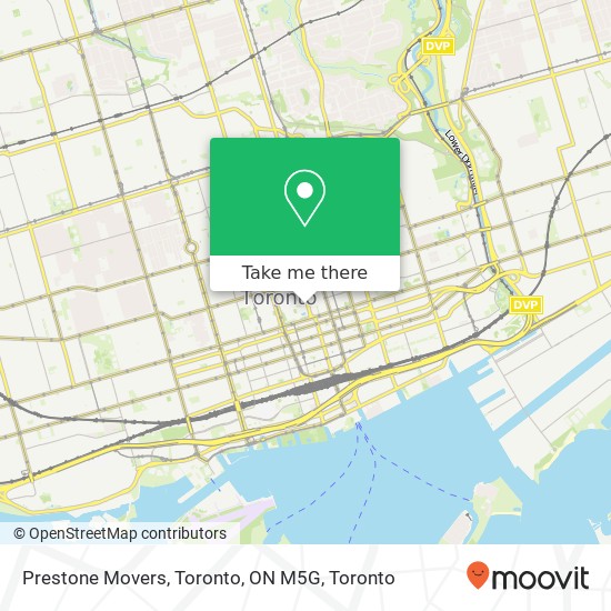 Prestone Movers, Toronto, ON M5G plan