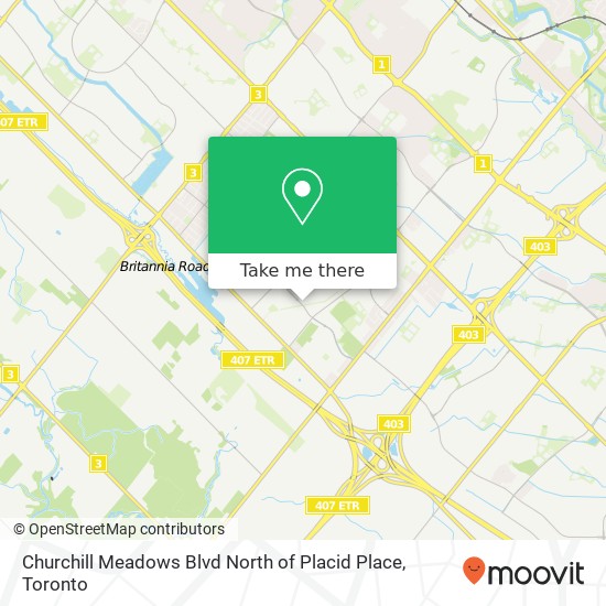 Churchill Meadows Blvd North of Placid Place map