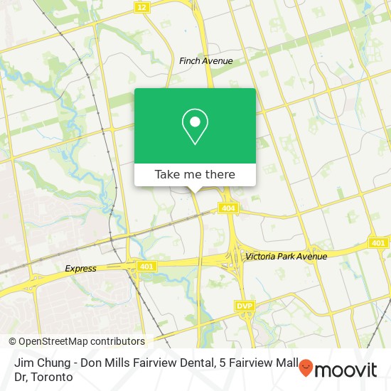 Jim Chung - Don Mills Fairview Dental, 5 Fairview Mall Dr map