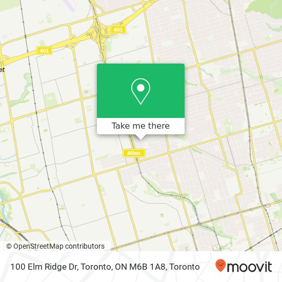 100 Elm Ridge Dr, Toronto, ON M6B 1A8 map
