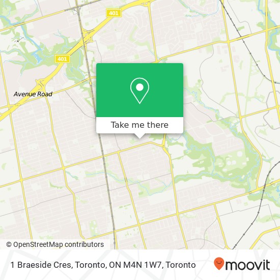 1 Braeside Cres, Toronto, ON M4N 1W7 map
