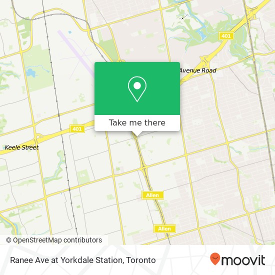 Ranee Ave at Yorkdale Station map