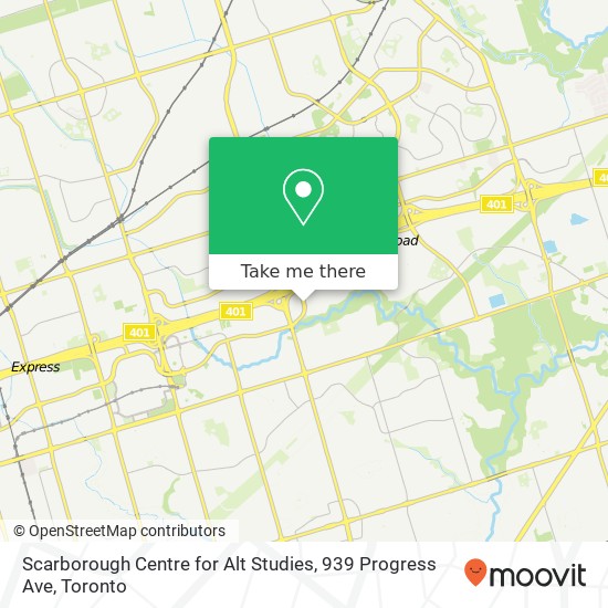 Scarborough Centre for Alt Studies, 939 Progress Ave map