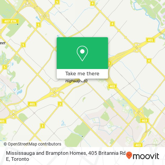 Mississauga and Brampton Homes, 405 Britannia Rd E map