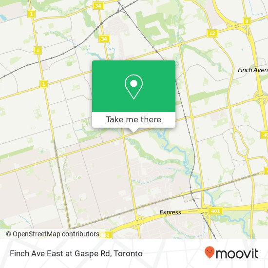 Finch Ave East at Gaspe Rd map