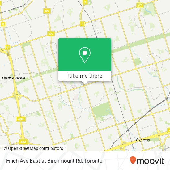 Finch Ave East at Birchmount Rd map