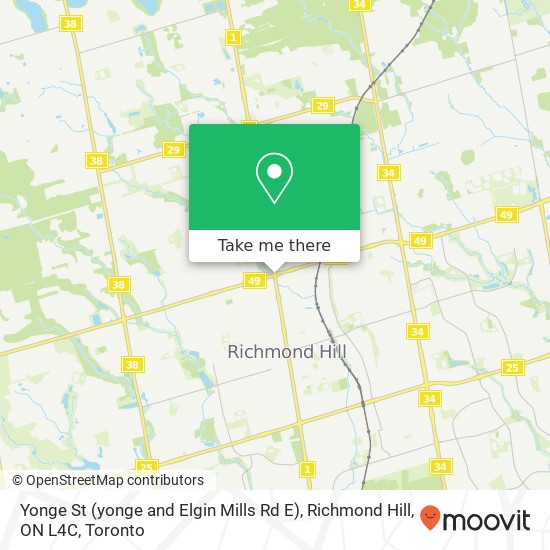 Yonge St (yonge and Elgin Mills Rd E), Richmond Hill, ON L4C map