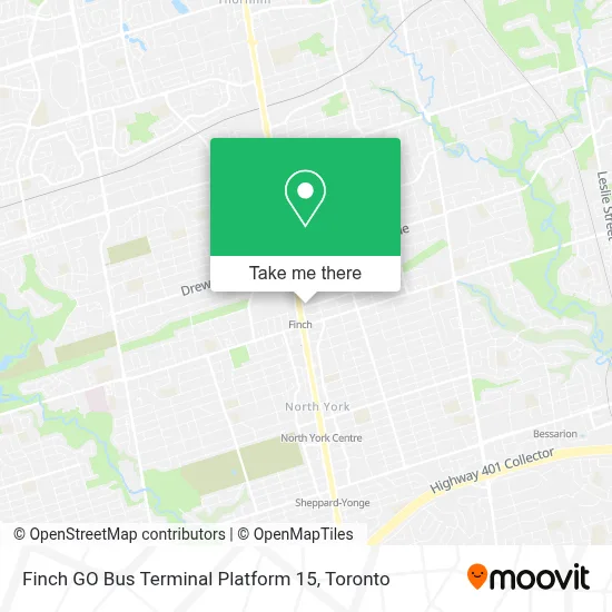Finch GO Bus Terminal Platform 15 map
