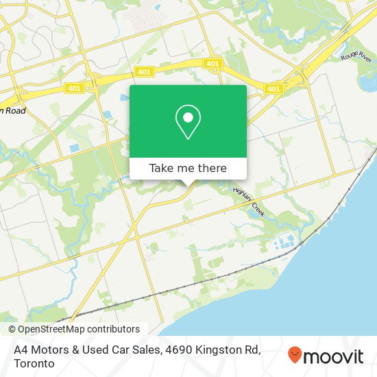 A4 Motors & Used Car Sales, 4690 Kingston Rd map