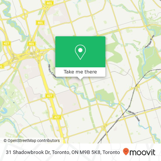 31 Shadowbrook Dr, Toronto, ON M9B 5K8 map