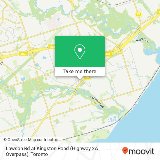 Lawson Rd at Kingston Road (Highway 2A Overpass) map