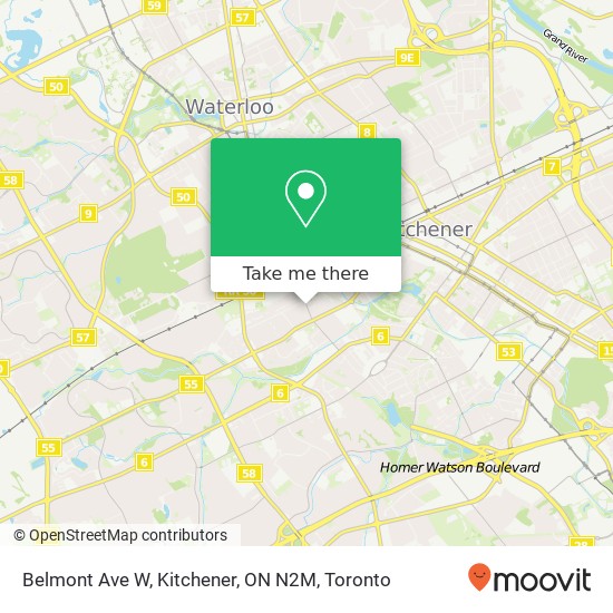 Belmont Ave W, Kitchener, ON N2M map