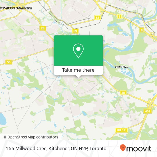 155 Millwood Cres, Kitchener, ON N2P map