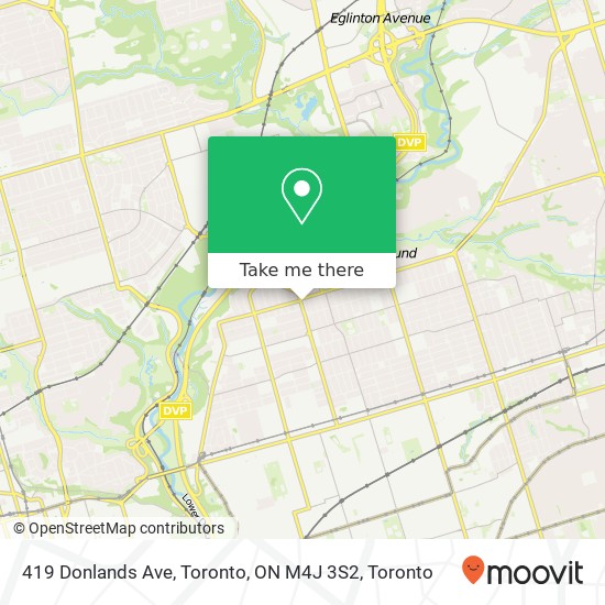 419 Donlands Ave, Toronto, ON M4J 3S2 map