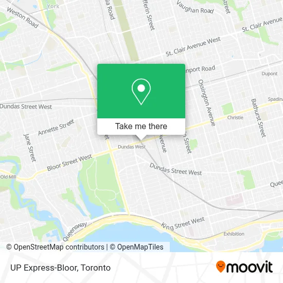 UP Express-Bloor map