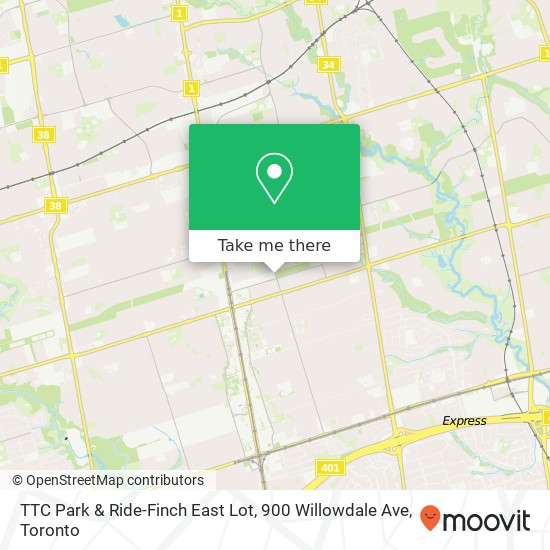 TTC Park & Ride-Finch East Lot, 900 Willowdale Ave map