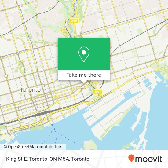 King St E, Toronto, ON M5A map