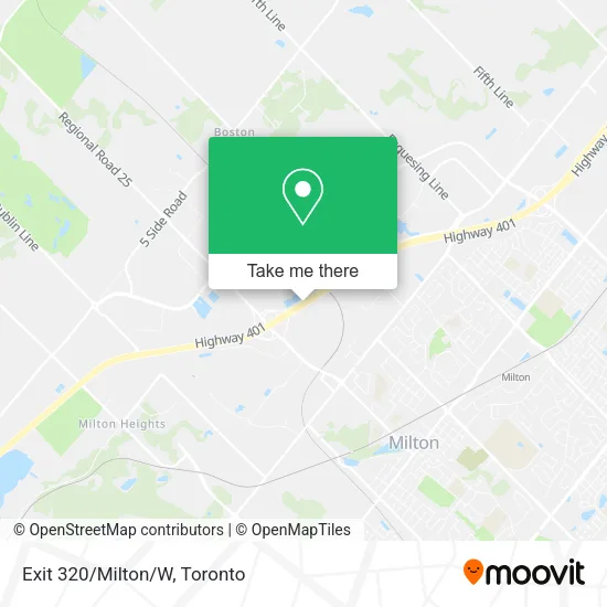 Exit 320/Milton/W map