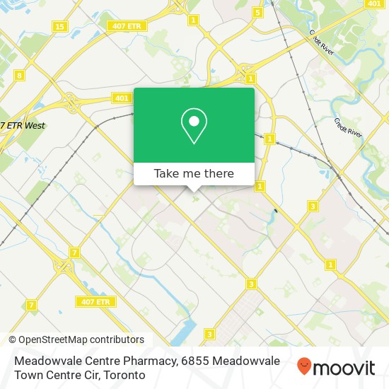 Meadowvale Centre Pharmacy, 6855 Meadowvale Town Centre Cir map