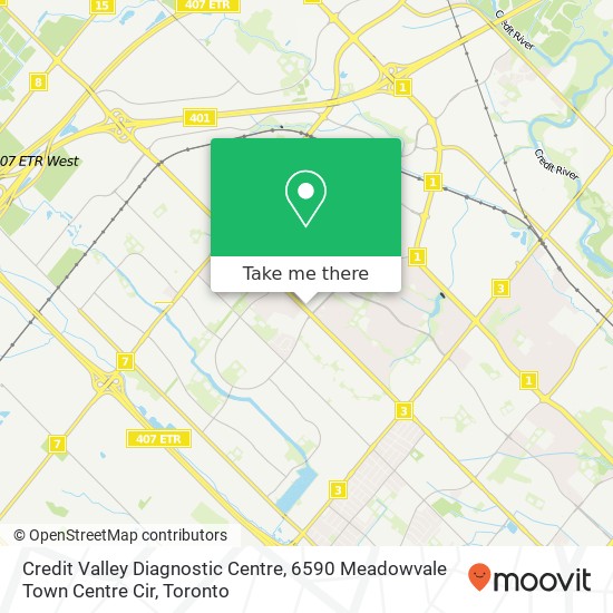 Credit Valley Diagnostic Centre, 6590 Meadowvale Town Centre Cir map