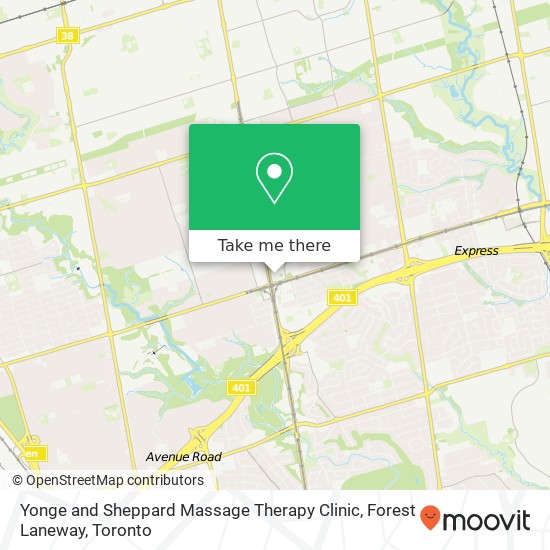 Yonge and Sheppard Massage Therapy Clinic, Forest Laneway map