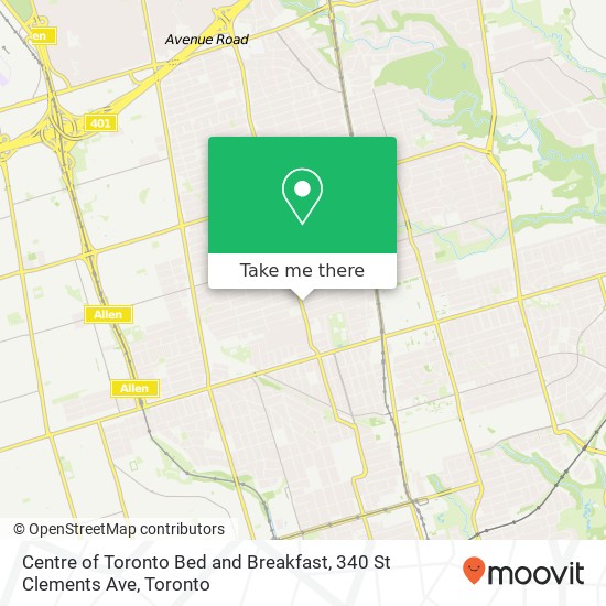 Centre of Toronto Bed and Breakfast, 340 St Clements Ave map