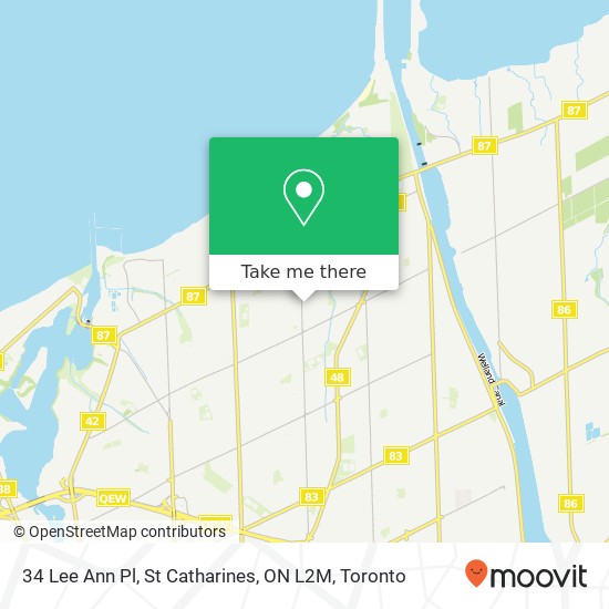 34 Lee Ann Pl, St Catharines, ON L2M map