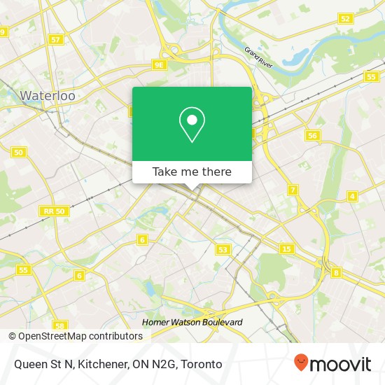 Queen St N, Kitchener, ON N2G map
