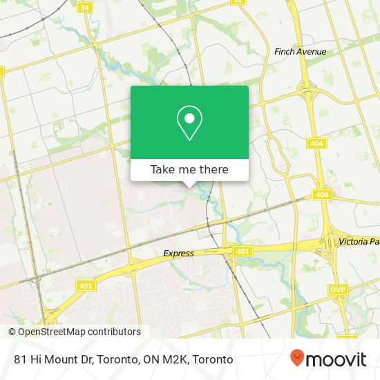 81 Hi Mount Dr, Toronto, ON M2K map